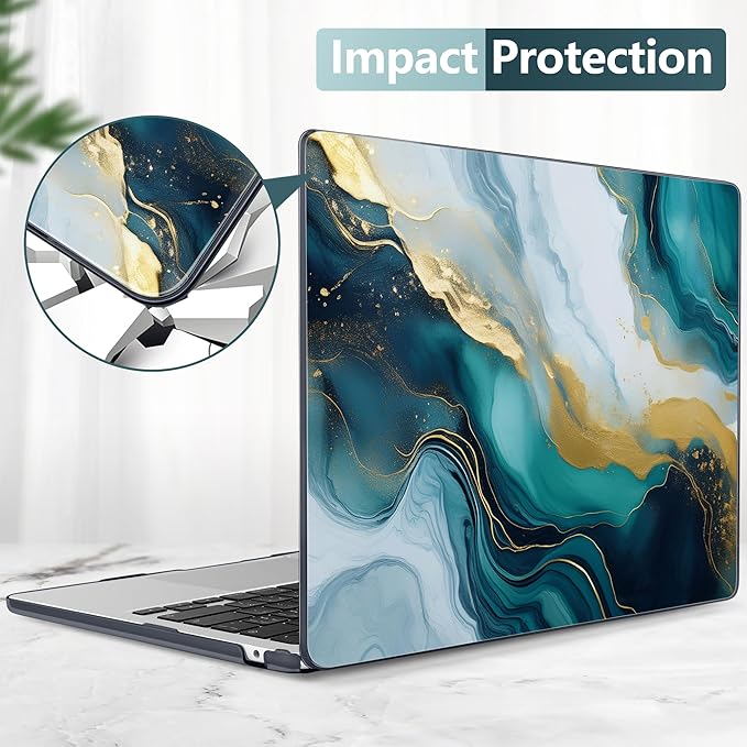 TWOLSKOO for MacBook Air 13 inch Case M5 2026 M4 2025 M3 M2 2024-2022 A3449 A3240 A3113 A2681, Plastic Hard Shell & Keyboard Cover & Type C for MacBook Air 13.6 inch Case, Graphite Marble