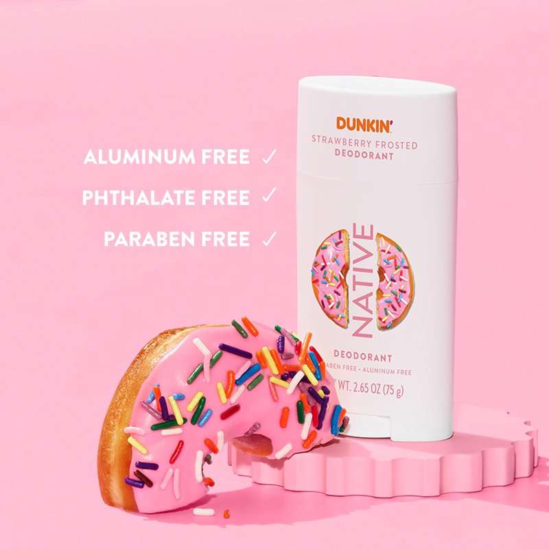 Native Deodorant | Limited Dunkin Donuts Edition | Aluminum Free with Baking Soda, Probiotics, Coconut Oil and Shea Butter | Strawberry Frosted 2.65oz