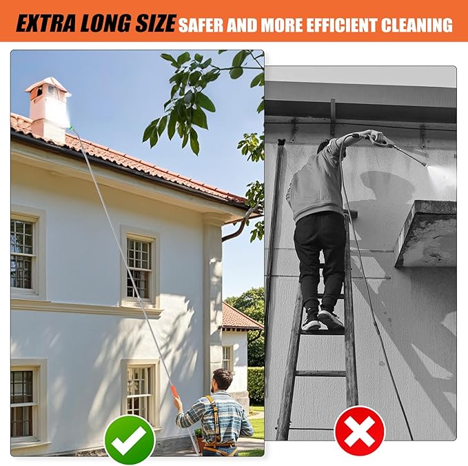120" Gutter Cleaning Tools From the Ground, Pressure Washer Extension Wand with 5 Power Washer Nozzle Tips Replacement Pressure Washer Lance Wand with 30Â°/90Â°/120Â°Gutter Cleaner Attachment Curved Rods