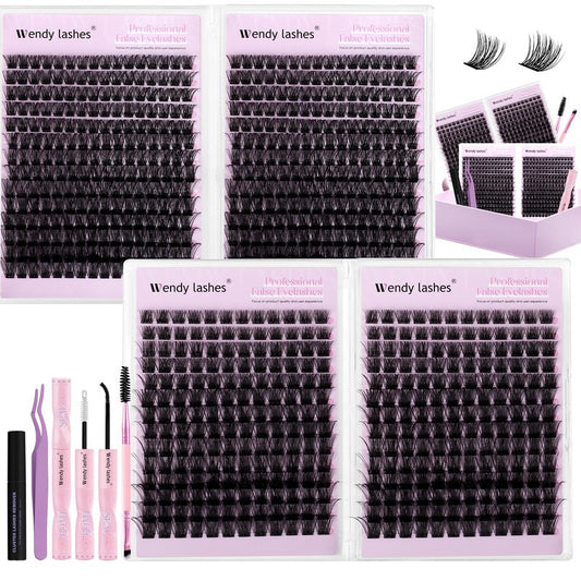 Wispy Lash Clusters Kit Packs: Wendy, 784Pcs, C3, C3, C9, C9, D Curl, 10-18mm Mixed, Natural, Volume, Soft, DIY Eyelash, Individual, Fake Lashes, Bulk Pack