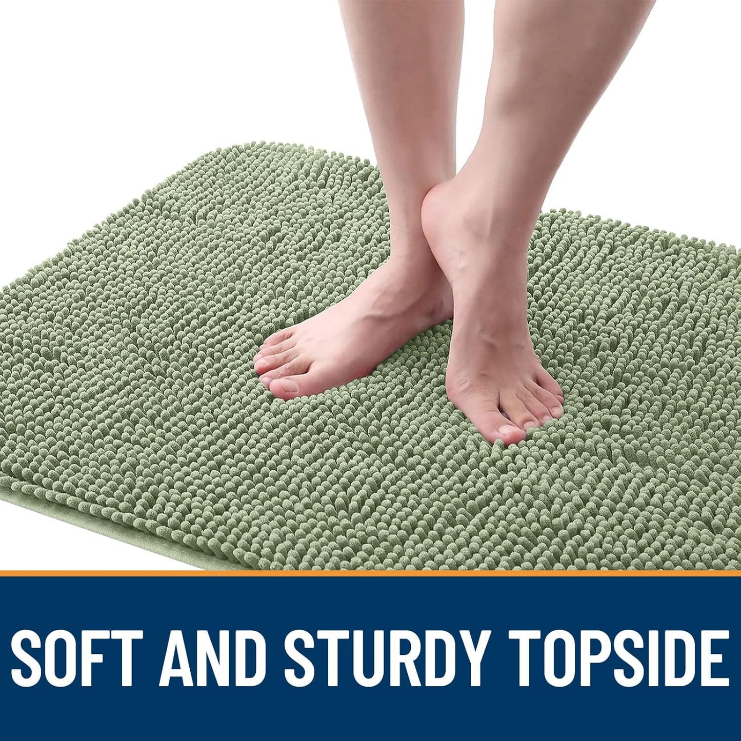 OLANLY Dog Door Mat - Absorbent Non-Slip Mud Mat for Indoor Use | Quick Dry Chenille, 32x20, Sage Green