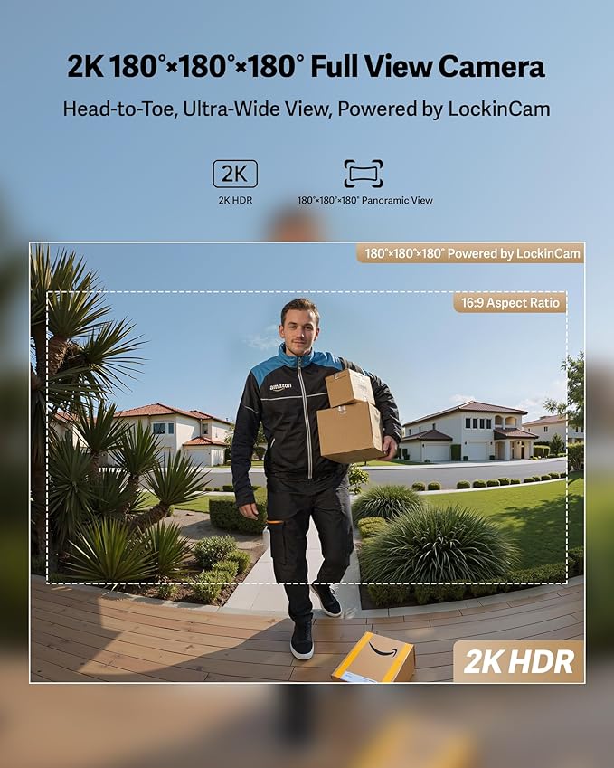 Lockin Venoris Pro - All-in-One Smart Lock for Front Door - Palm Vein & Fingerprint Keyless Entry - 2K 180° Video, WiFi, Motion Sensor, 32GB Storage - No Monthly Fee