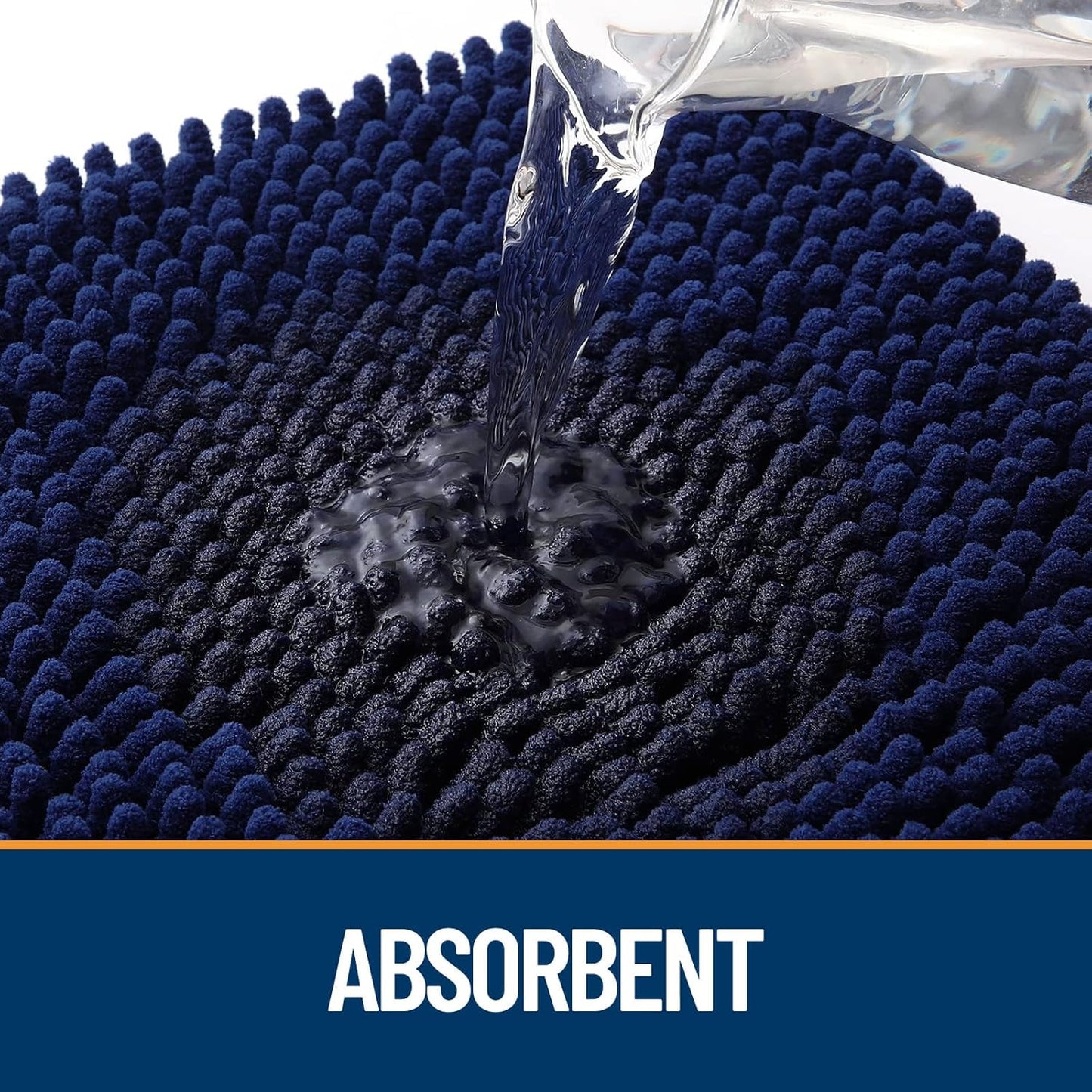 OLANLY Dog Door Mat - Absorbent Non-Slip Chenille Mat for Muddy Paws | 59x24 Inches, Navy Blue