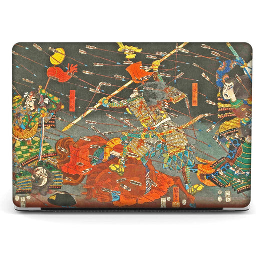 Berkin Arts Compatible with MacBook Air 13 inch Cover, 2022-2018 Release A1932 with Touch ID with Keyboard Cover & Screen Protector Ukiyo-e (The Kusunoki's Final Attack by Kuniyoshi)