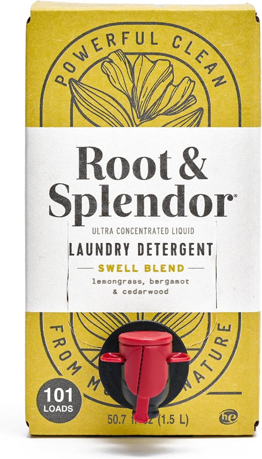 Root & Splendor Ultra Concentrated All Natural Laundry Detergent Liquid - Plant Based, Enzymatic Laundry Soap, Swell Scent, 1.5 Liter, 100 Loads