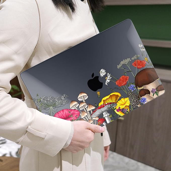 MEEgoodo for MacBook Air 13 inch Case 2021 2020 2019 2018 Released A2337 M1 A2179 A1932 with Touch ID, Plastic Hard Shell & Keyboard Cover Compatible with MacBook Air 13.3, Forest of Mushrooms