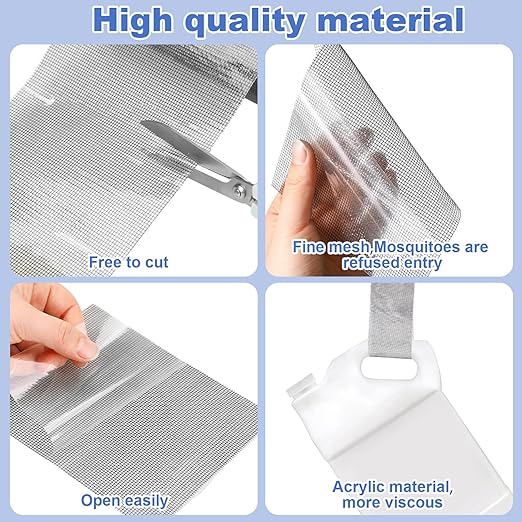 CroBlissful Extra Wide 10 inch x 20 ft Window Screen Tape Mesh Repair Strong Adhesive Waterproof Fiberglass Screen Repair Kit Patch for Window Door Tears Holes(Black)