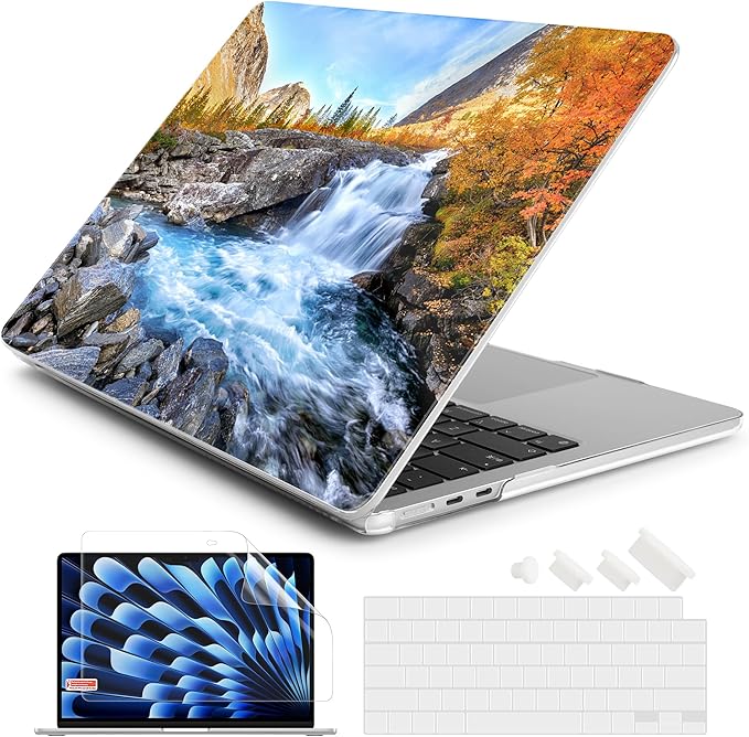 Batianda Premium Case for New MacBook Air 15 inch 2023 with M2 Chip Model A2941, Designed Protective Plastic Hardshell & Keyboard Cover & Screen Protector, Fall