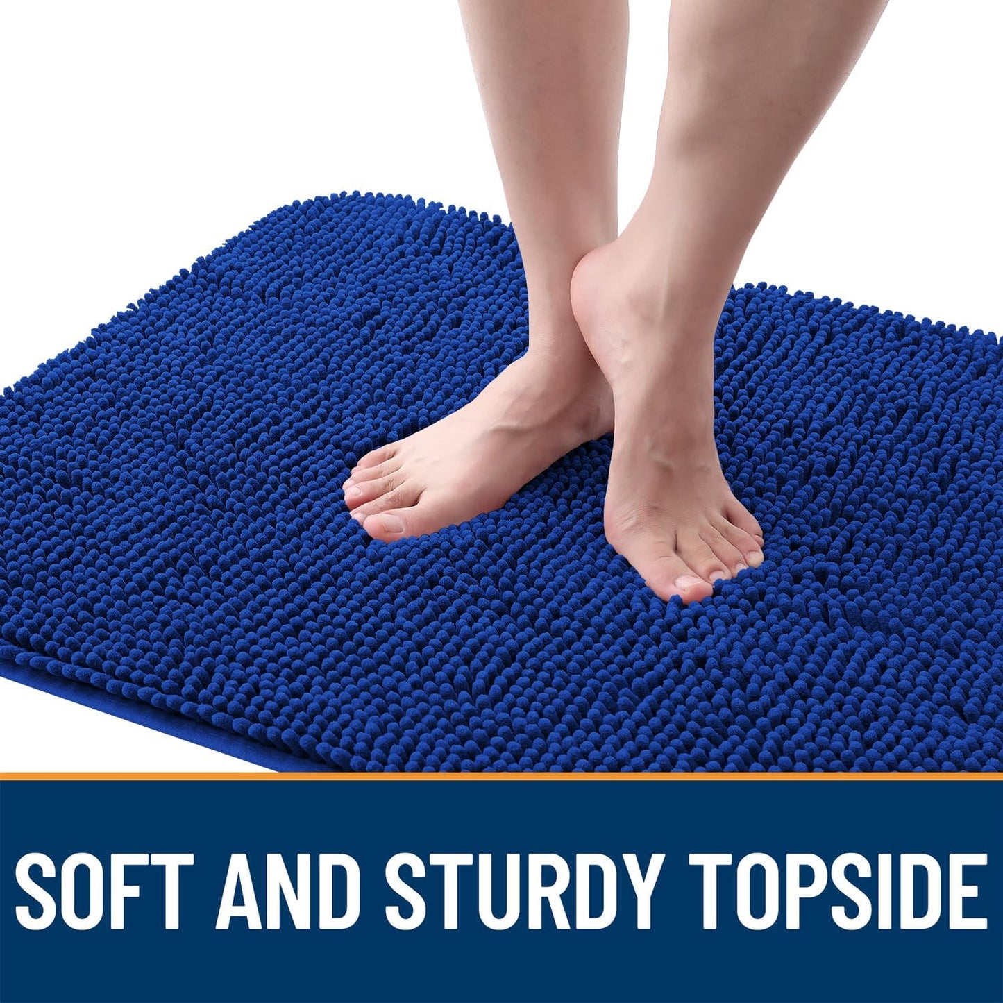 OLANLY Dog Door Mat - Absorbent Non-Slip Mud Mat for Dogs | Quick Dry Chenille 47x17, Royal Blue