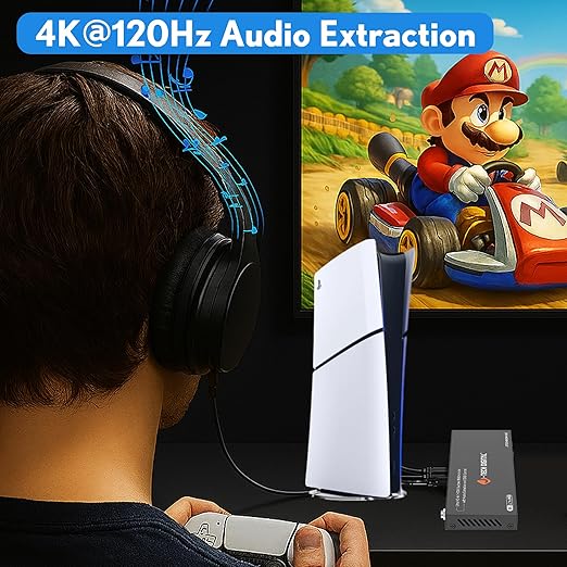 J-Tech Digital 8K HDMI Switch 4 in 1 Out 8K@60Hz 4K@120Hz 1080P@240Hz, HDMI Audio Extraction to Optical & 3.5mm, HDR HDCP 2.3 EDID Control, Compatible with PS5 PS4 Xbox Switch Apple TV Roku Fire TV