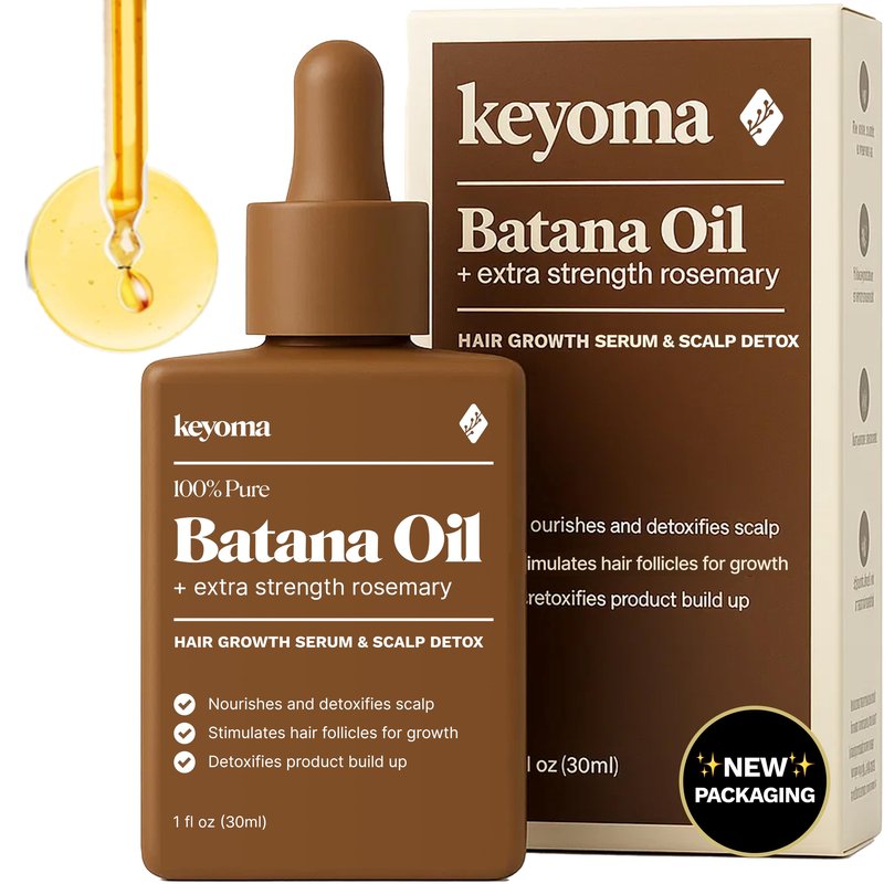 Keyoma Batana Oil for Hair Growth with Rosemary: Nourish & Detox Scalp for Thicker, Stronger, Longer Hair - 100% Organic Batana Oil from Honduras - Reduce Hair Loss (30 mL)