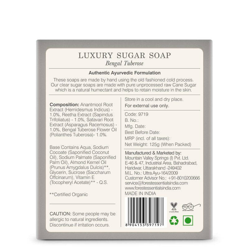 Forest Essentials Luxury Sugar Soap Bengal Tuberose 125g