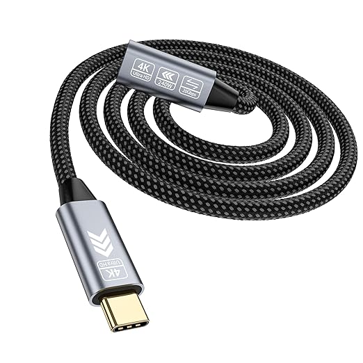 HOTUTUKI USB C Extension Cable 6.6FT, 20Gbps/240W USB3.2 Type C Extender Cord, 4K@60Hz Video Output Nylon Braided USB C Male to Female Extension Charging Cable Compatibility with Thunderbolt 4/3