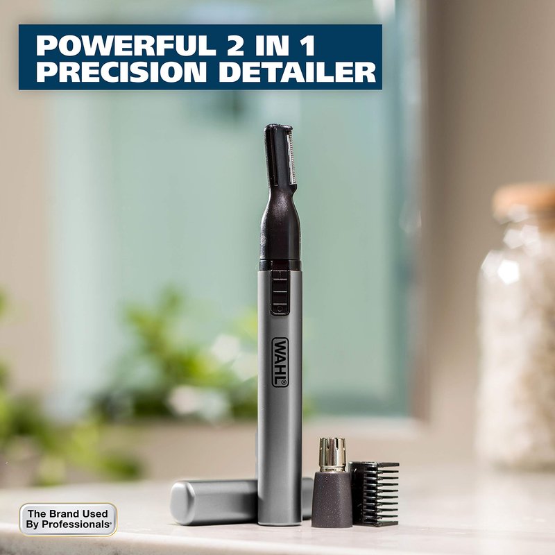 WAHL Micro Groomsman Personal Trimmer, Battery Powered | Rinseable Heads | Interchangeable Heads | For Facial Detailing | Model 05640-600