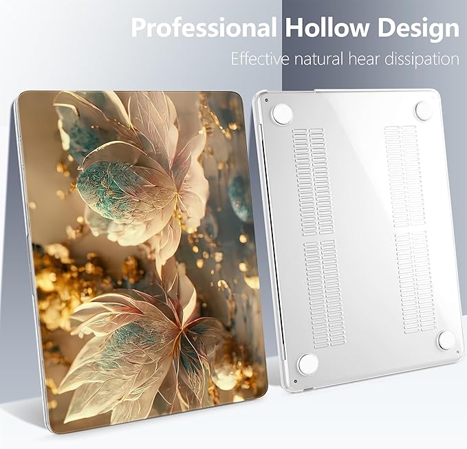 Batianda Premium Case for New MacBook Air 15 inch with M5 M4 M3 M2 Chip 2026 2025 2024 2023 Release, Designed Ultra-Slim Hardshell & Keyboard Cover & Screen Protector 4-in-1 Bundle, 3D Flower