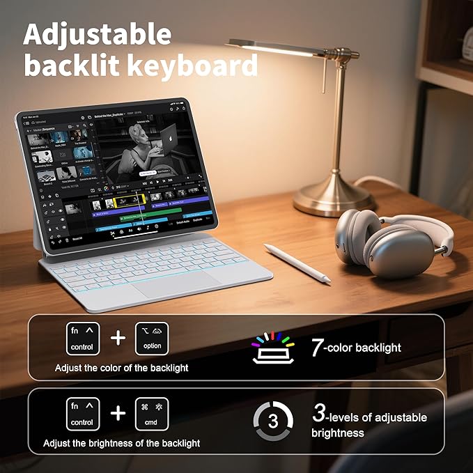 Otuoor iPad Pro 13-inch Case with Keyboard (M5 2025/M4 2024), Uninterrupted View, Snap Tight, Magic Keyboard iPad Pro 13-inch with Effortless Command, Comfort Angle, White