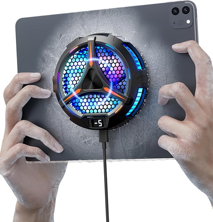 ACEDAYS iPad Cooler,Magnetic Tablet Cooler for ipad/Surface pro/Samsung Tab,Universal Radiator with Temperature Display for Mobile Gaming,Tiktok Live Streaming(Including Tablet Stand Holder)