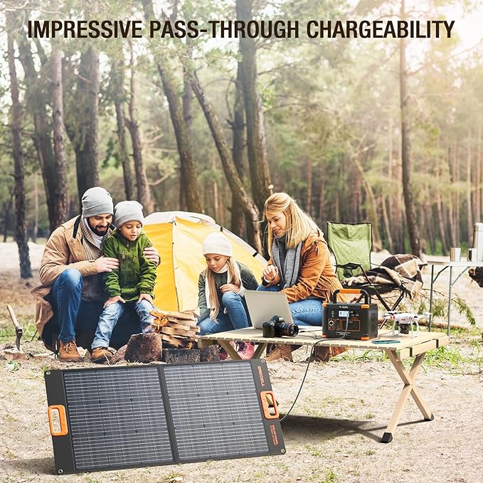 Portable Power Station 500W(Peak 1000W), 519.48Wh Outdoor Solar Generator with 2 AC(120V) Outlets, 10 Ports Powerhouse with USB-C PD Fast Charging for Travel, RV Camping, Off-Grid Living, Emergency