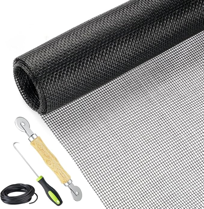 Lengtimo Fiberglass Screen Repair Kit, Black, 48" x 110", Easy to Install, Up to 5 Years Lifespan, Wide Application