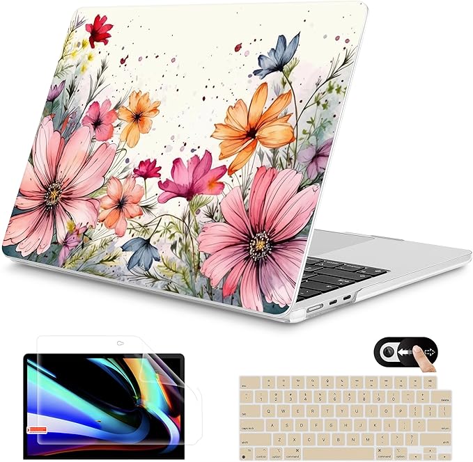 Mektron for 2026 MacBook Air 13-inch M5 Laptop Case A3449 with 13.6-inch Liquid Retina Display Fits 2025 A3240 M4 2024 A3113 M3 2023 A2681 M2 Printed Shell for MacBook Air 13.6", Colorful Floral