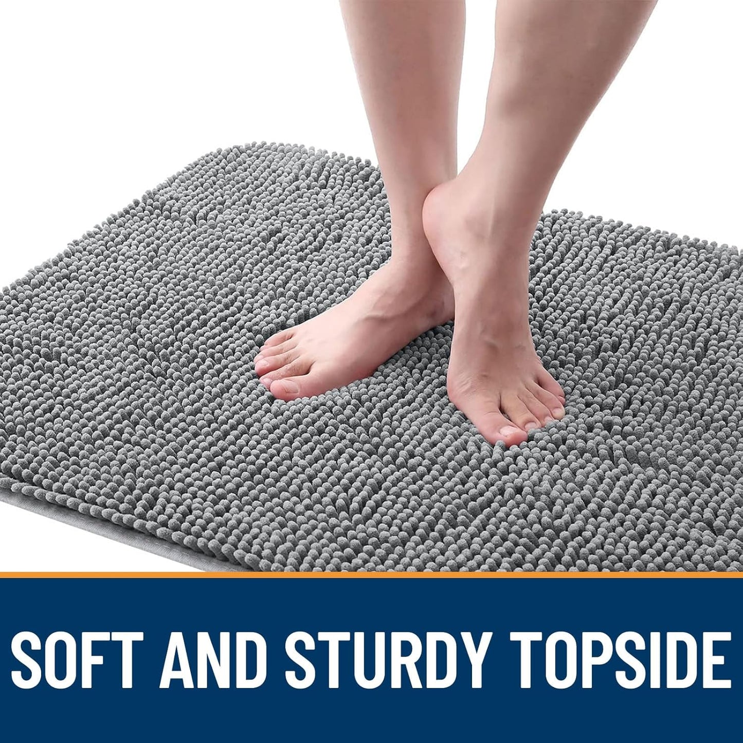 OLANLY Dog Door Mat - Absorbent Non-Slip Chenille Mat for Muddy Paws | 59x20 Inches, Grey