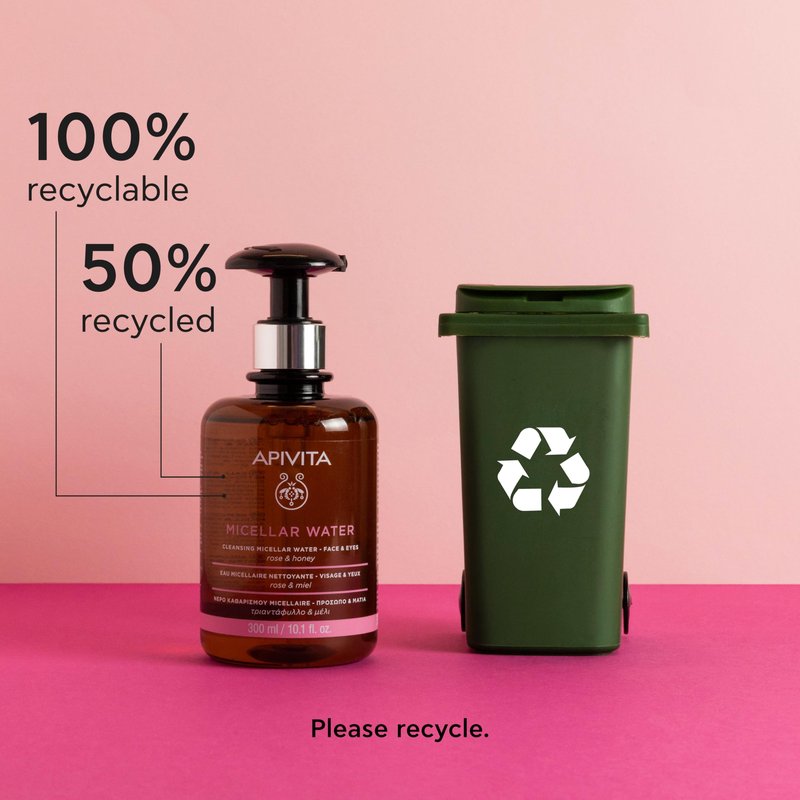 Apivita Micellar Water, Hydrating & Noursishing Cleansing Micellar Water for Face & Eyes with Rose & Honey