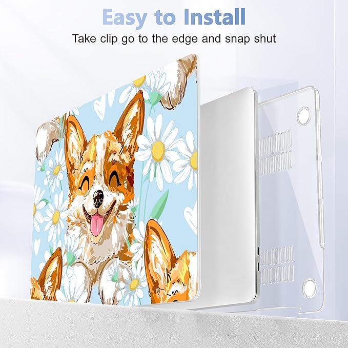 Lepeoac for MacBook Pro 16 inch Case 2019 2020 Release Model A2141, Plastic Hard Shell Cover with Keyboard Cover & Screen Protector for MacBook Pro 16 inch with Touch Bar & Touch ID, Cute Corgi Dog