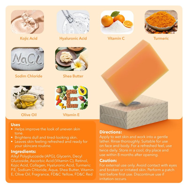 lunavia Kojic Acid Complexion Brightening Soap Bar with Vitamin C, Turmeric, Retinol, Collagen & Hyaluronic Acid – Brightening Face & Body Soap – Supports Brighter Skin, Even Skin Tone – 3 Pack