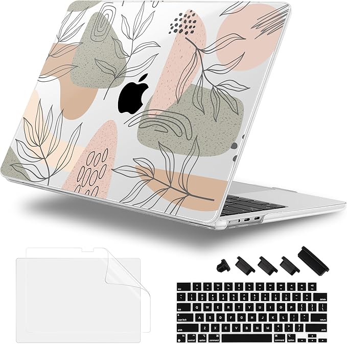 Lepeoac Case for 2026/2025/2024/2023 MacBook Air 15-inch Laptop Release M5 A3448 /M4 A3241 /M3 A3114 /M2 A2941, Stylish Protective Hard Shell Cover for MacBook Air 15.3 inch - Tropical Leaves