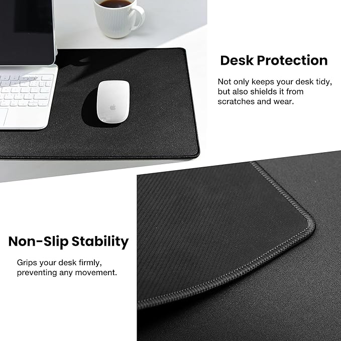 ALOANES Large Gaming Mouse Pad with Non-Slip Rubber Base,Stitched Edge,Desk mat for Laptop,Computer & PC, Wristing Pad for Gamer, Office& Home, Classic Black Large(27.6" x11.8"x0.12")