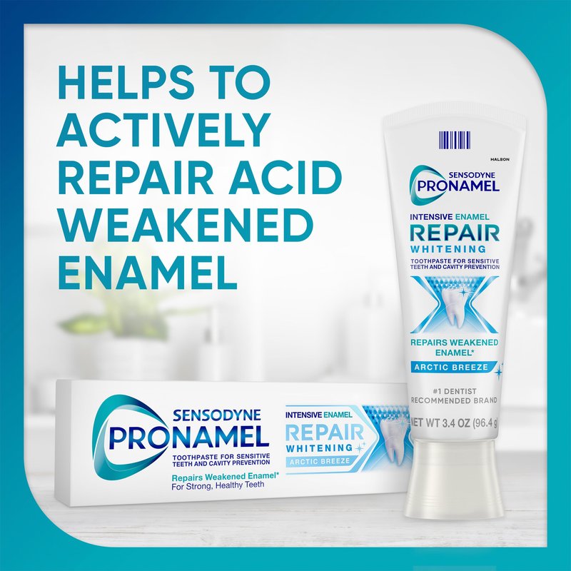 Sensodyne Pronamel Intensive Enamel Repair Toothpaste for Sensitive Teeth and Cavity Protection, Whitening Toothpaste to Strengthen Enamel, Arctic Breeze - 3.4 Ounces x 4