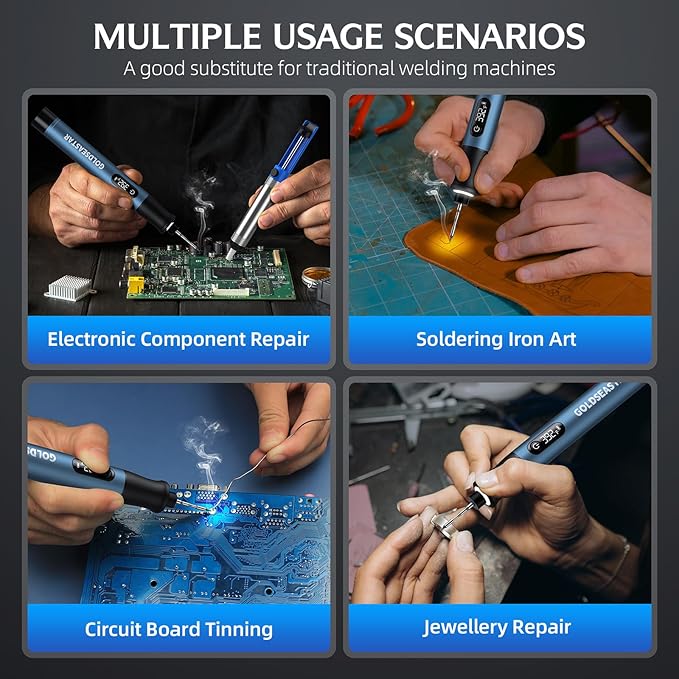 Cordless Soldering Iron Kit - 7s Fast Heating, Blue