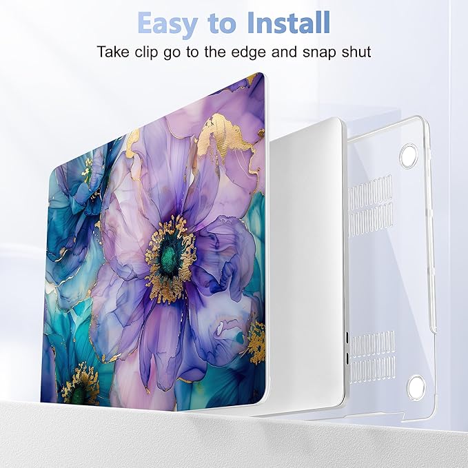Lepeoac for MacBook Pro 16 inch Case 2019 2020 Release Model A2141, Plastic Hard Shell Cover with Keyboard cover & Screen Protector for MacBook Pro 16 inch with Touch Bar & Touch ID, Fluid Art Flowers