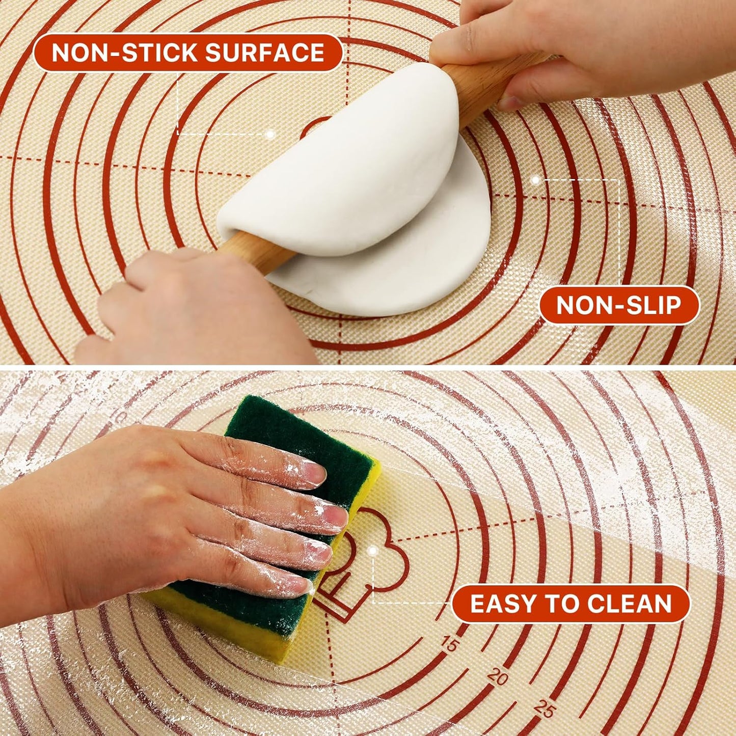 Silicone Baking Mat - Extra Thick Non-Stick Dough Rolling Sheet | 28" x 20" Reusable Food Grade Mat for Cookies, Macarons, Bread