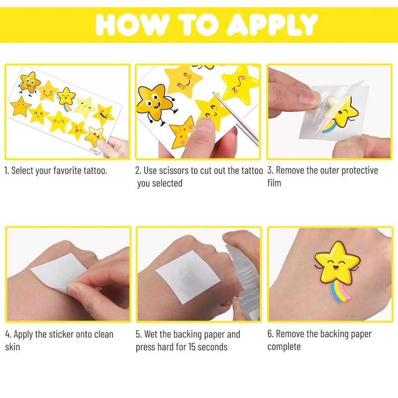 Gold Star Temporary Tattoos for Kids - 100 PCS Waterproof & Skin-Safe Party Favors | Classroom Rewards & Christmas Decor