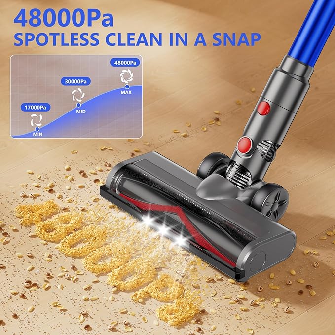 MBYULO Cordless Vacuum Cleaner, 580W 50Kpa Powerful Stick Vacuum, Up to 70Mins Rechargeable Battery, Vacuum Cleaners for Home Anti-Tangled Lightweight Handheld for Hardwood Floor, Carpets, Pet Hair