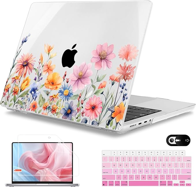 Mektron Case for 2026 M5 MacBook Pro 16 inch A3429 A3428 M4 A3403 A3186 M3 A2991 M2 A2780 M1 A2485 (2021-2025) Pro/Max with Liquid Retina XDR, Hard Shell Plastic Laptop Cover, Floral P165