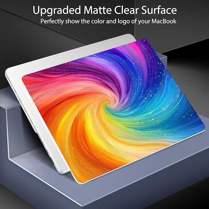 Lepeoac Case for MacBook Pro 16 inch Case 2026-2021 | M5 A3429 A3428 M4 M3 M2 M1 Pro/Max | Protective Hard Shell Laptop Cover with Screen Protector & Keyboard Cover | Swirling Rainbow
