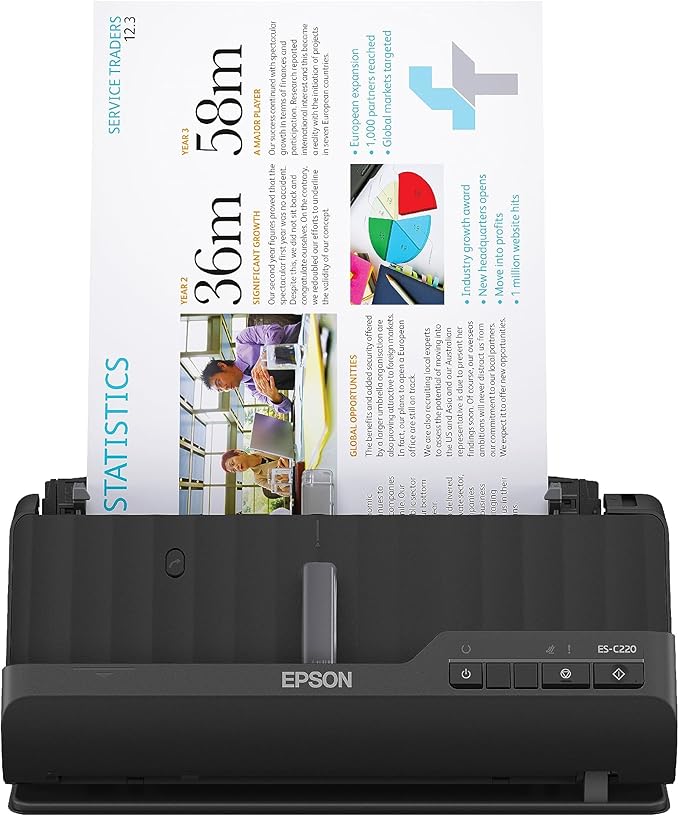 Epson Workforce ES-C220 Compact Desktop Document Scanner - 2-Sided Scanning - ADF - for PC and Mac