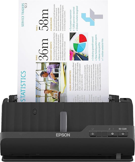 Epson Workforce ES-C220 Compact Desktop Document Scanner - 2-Sided Scanning - ADF - for PC and Mac