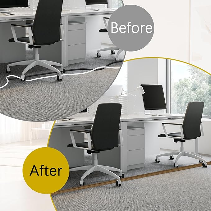 JAHOMFAI Floor Cord Cover 3.3FT Cord Covers for Wires on Floor Protect Wires & Prevent Trip Hazards, Easy to Cut for Home, Office, School, Concerts, Cavity W0.6in x H0.32in