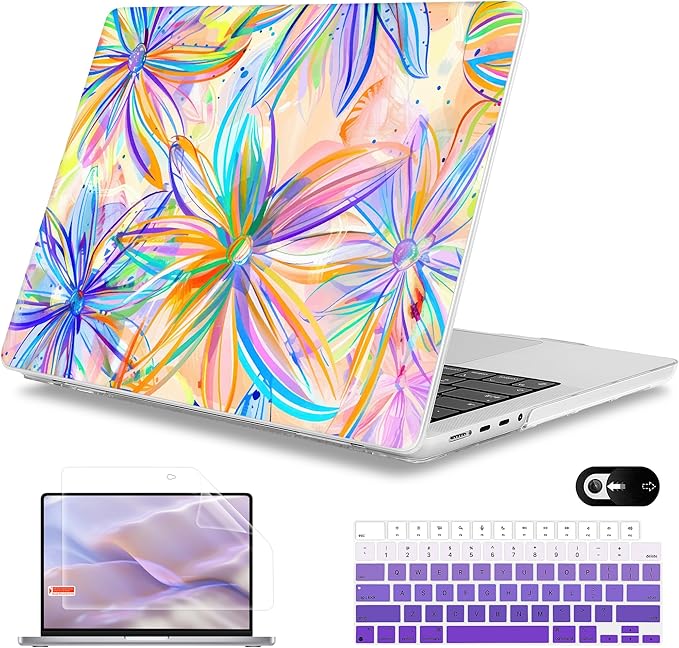 Mektron Case for 2026 M5 MacBook Pro 16 inch A3429 A3428 M4 A3403 A3186 M3 A2991 M2 A2780 M1 A2485 (2021-2025) Pro/Max with Liquid Retina XDR, Hard Shell Plastic Laptop Cover, Watercolor FlowerC328