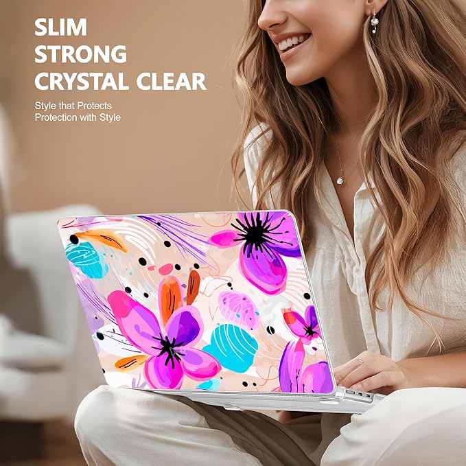 Lepeoac Case for 2026/2025/2024/2023 MacBook Air 15-inch Laptop Release M5 A3448 /M4 A3241 /M3 A3114 /M2 A2941, Stylish Protective Hard Shell Cover for MacBook Air 15.3 inch, Trendy Floral