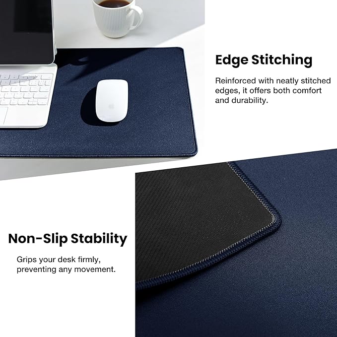 ALOANES Waterproof Mouse Pad with Durable Stitched Edge, Gaming Keyboard, Non-Slip Rubber Base Mouse Mat, Extended Desk pad for Gamer, Office& Home, Dark Blue Mousepad 3XL(35.43"x15.74"x0.12")