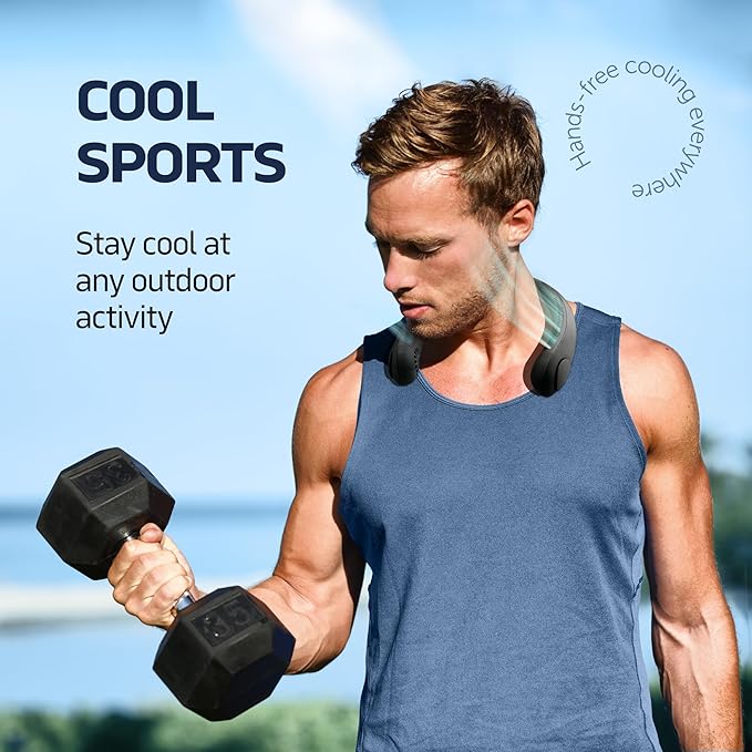NEXAIR Portable Neck Fan Hands Free Cooling Lightweight Bladeless Neck Fan, 3 Speeds, 2400mAh Battery, 5H Runtime Black
