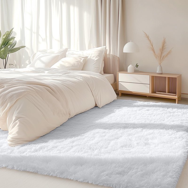 OLANLY 5x7 Machine Washable Large Area Rugs for Living Room, Bedroom, Soft Fluffy Shaggy Bedside Rug, Indoor Floor Carpet for Kids Girls and Boys, Dorms, Nursery, Home Decor Aesthetic, White