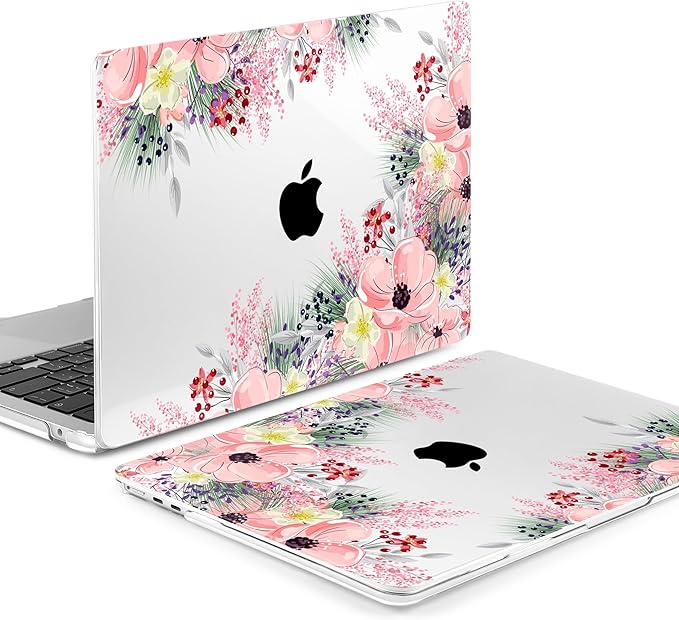 Batianda Premium Case for New MacBook Air 15 inch M5 2026 M4 2025 M3 2024 M2 2022 Model, Ultra Slim 1.2mm Glossy Protective Plastic Hardshell & Keyboard Cover & Screen Protector, Beautiful Floral