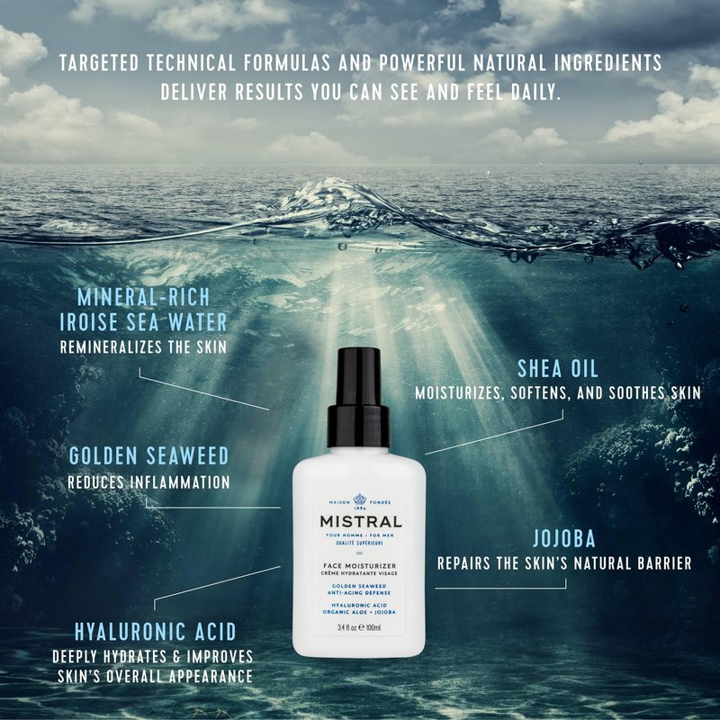 Mistral Men's Face Moisturizer Cream, Cool Marine, 3.4 Fl Oz