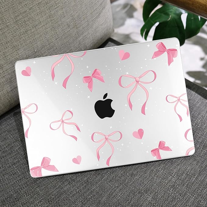 MEEgoodo Case for M5/M4/M3/M2 MacBook Air 13 inch Case 2026 2025 2024 2022, Fit Model A3449/A3240/A3113/A2681, Laptop Hard Shell Compatible with MacBook Air 13.6-inch, Pink Ribbons Bows