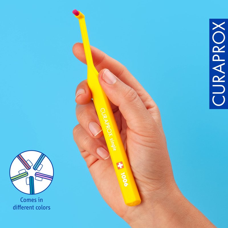 Curaprox CS 1006 Single Toothbrush – Targeted Cleaning for Gumline and Braces | Ultra-Soft Single Tuft | for Sensitive Teeth and Implants